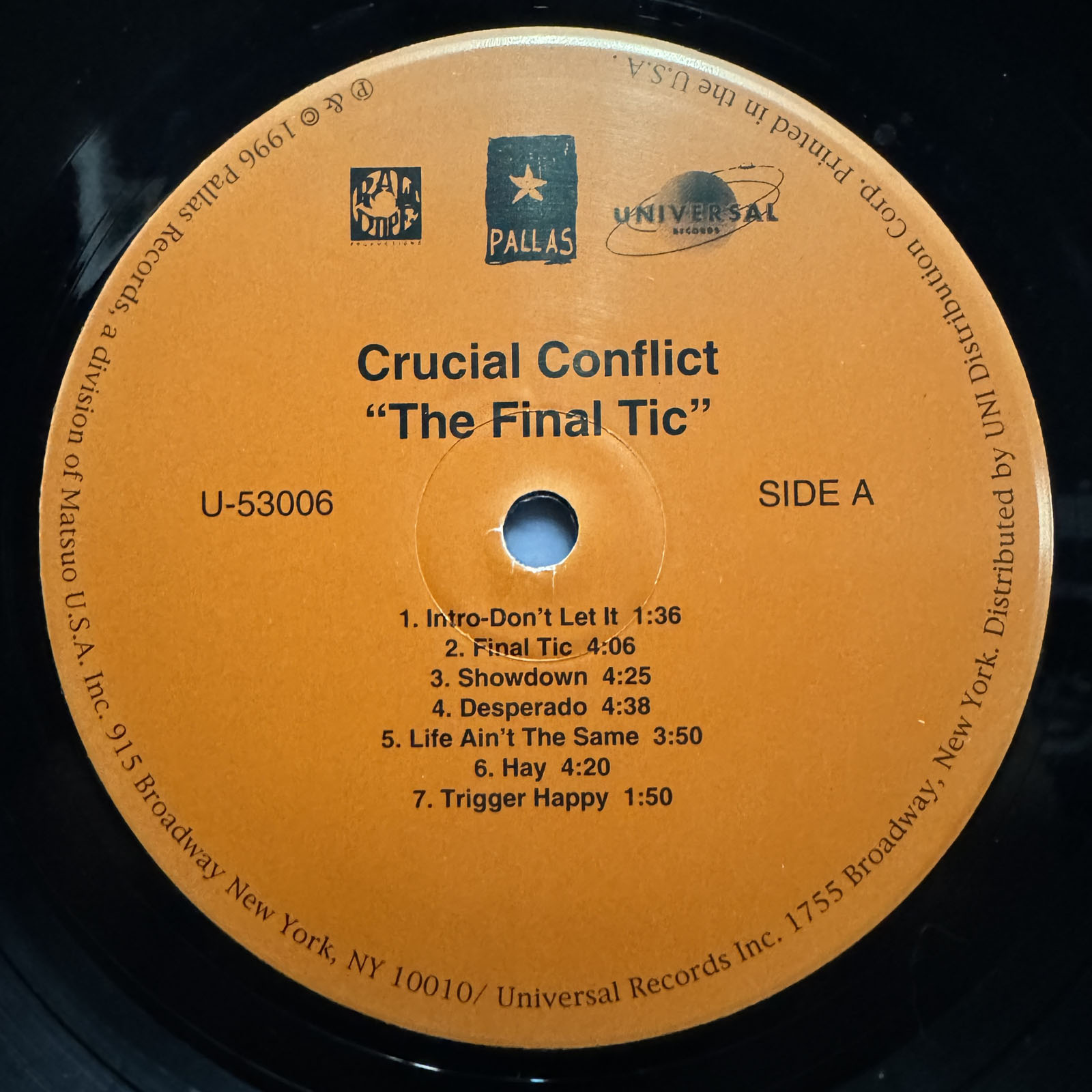 CRUCIAL CONFLICT - THE FINAL TIC (VINYL LP) 1996 RARE!! HAY