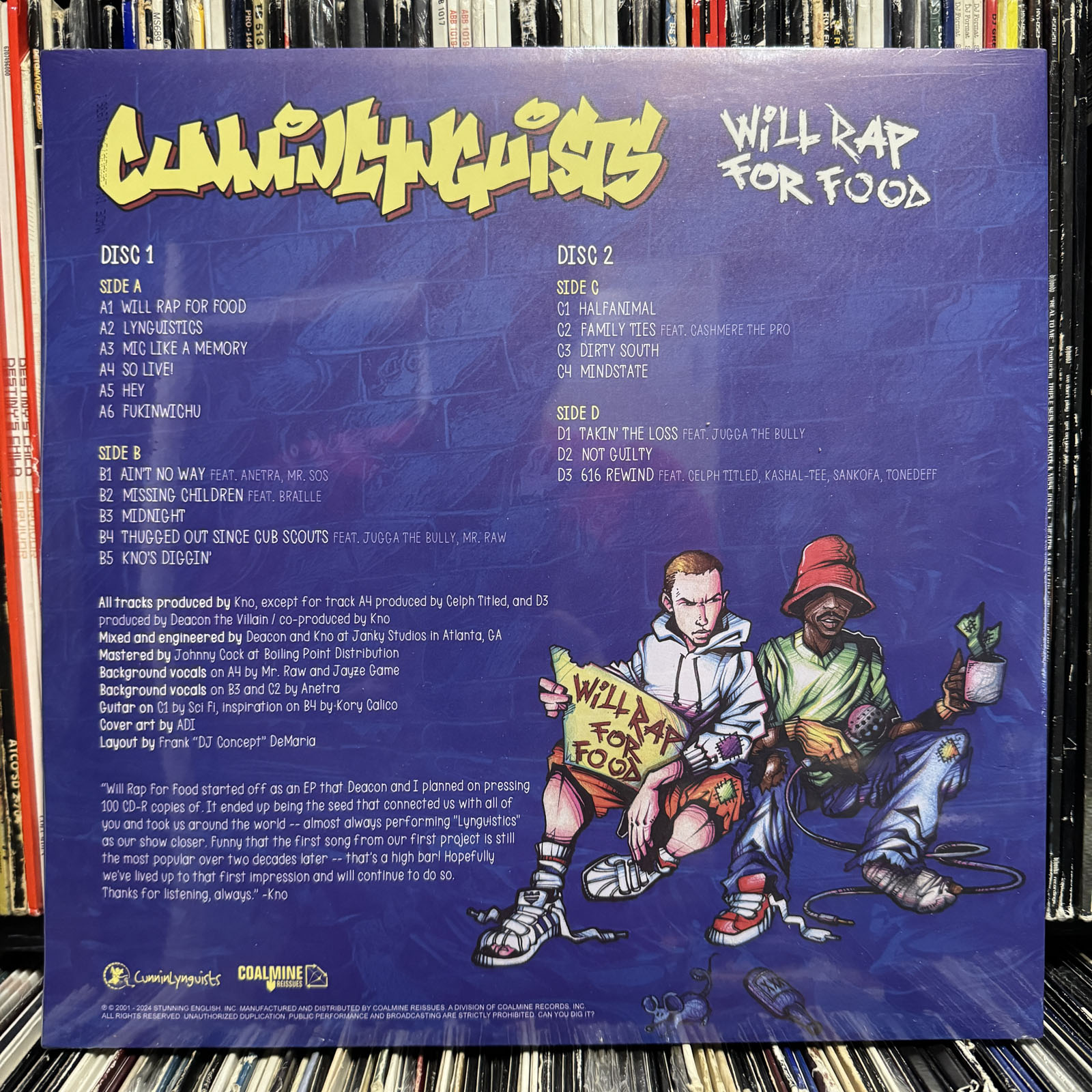 CUNNINLYNGUISTS - WILL RAP FOR FOOD (SPLATTER VINYL 2LP) 2001
