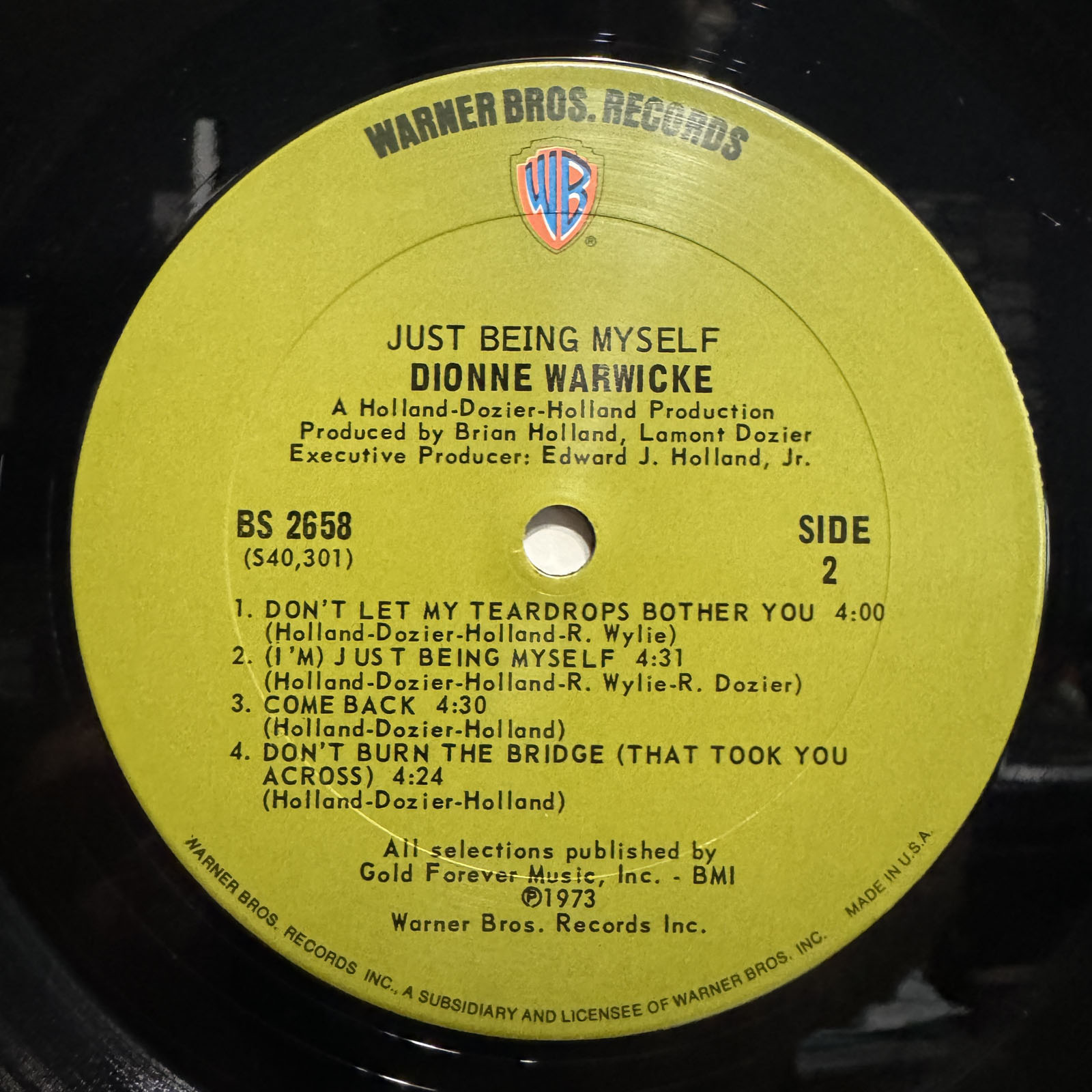 DIONNE WARWICK - JUST BEING MYSELF (VINYL LP) 1973 RARE!! WARNER