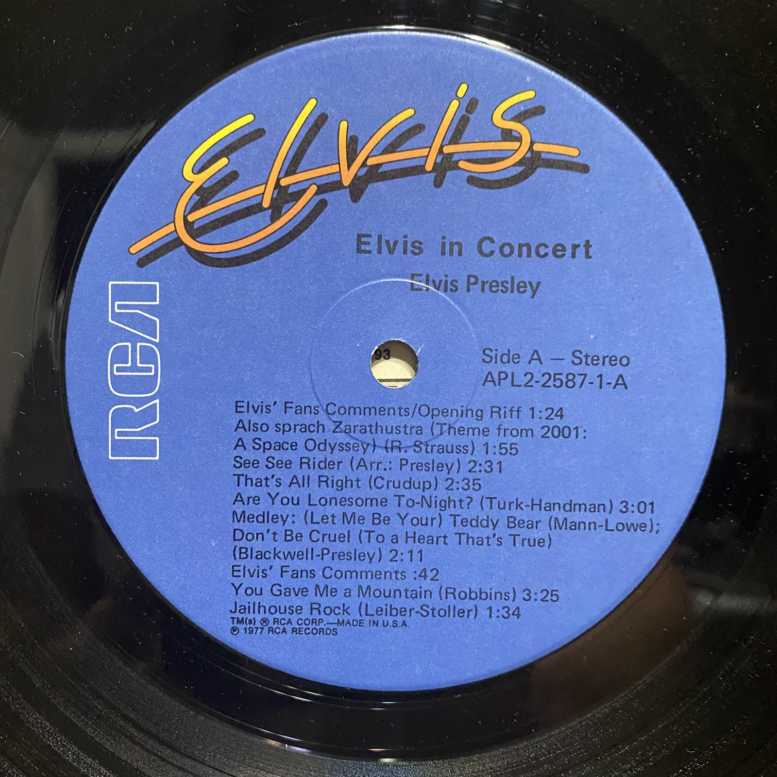 Elvis Presley Elvis In Concert UK(英)盤 LP Elvis Presley – Elvis In Concert – 2 x Vinyl (Indianapolis