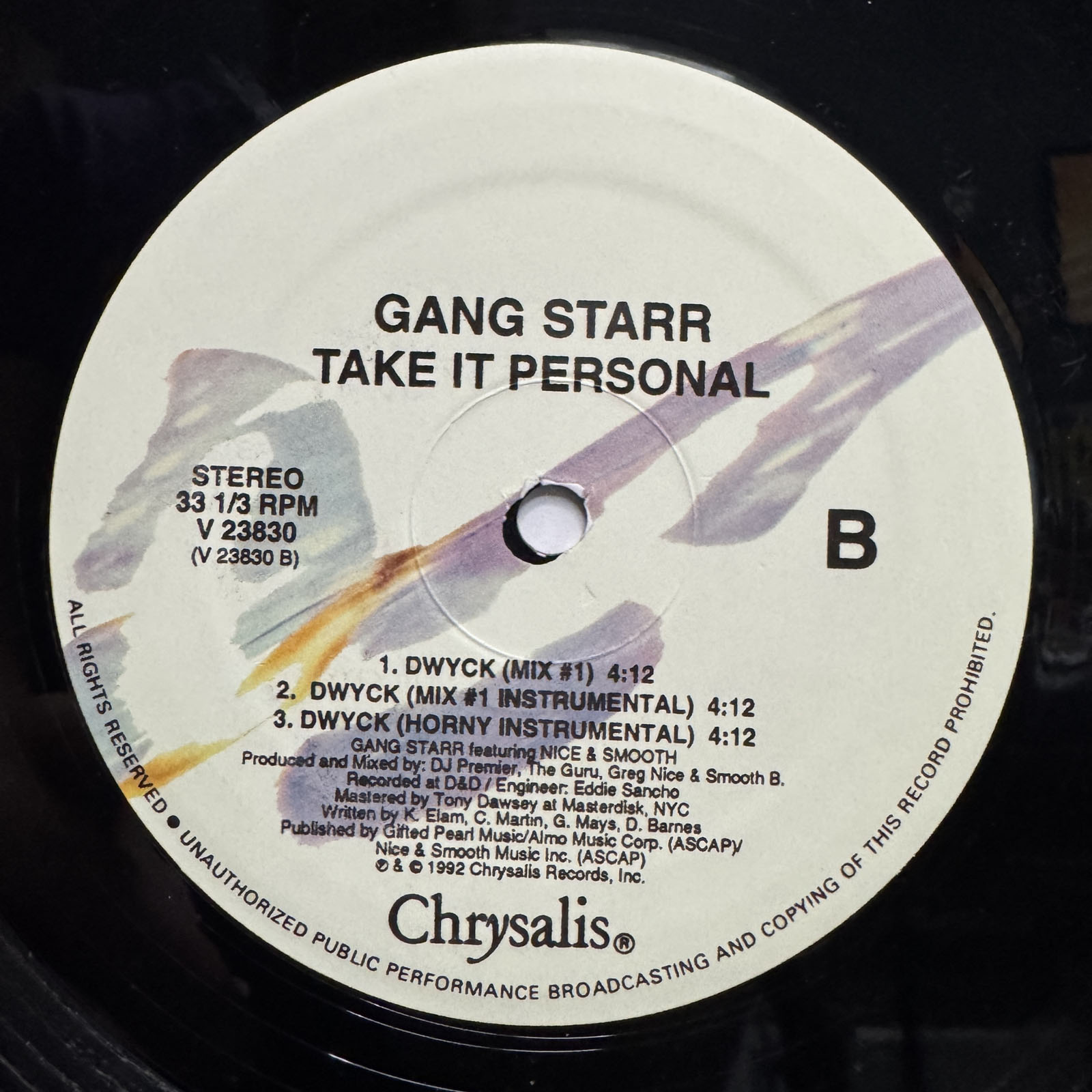 Gang Starr Take It Personal 7インチ GANG STARR - TAKE IT PERSONAL / DWYCK (12