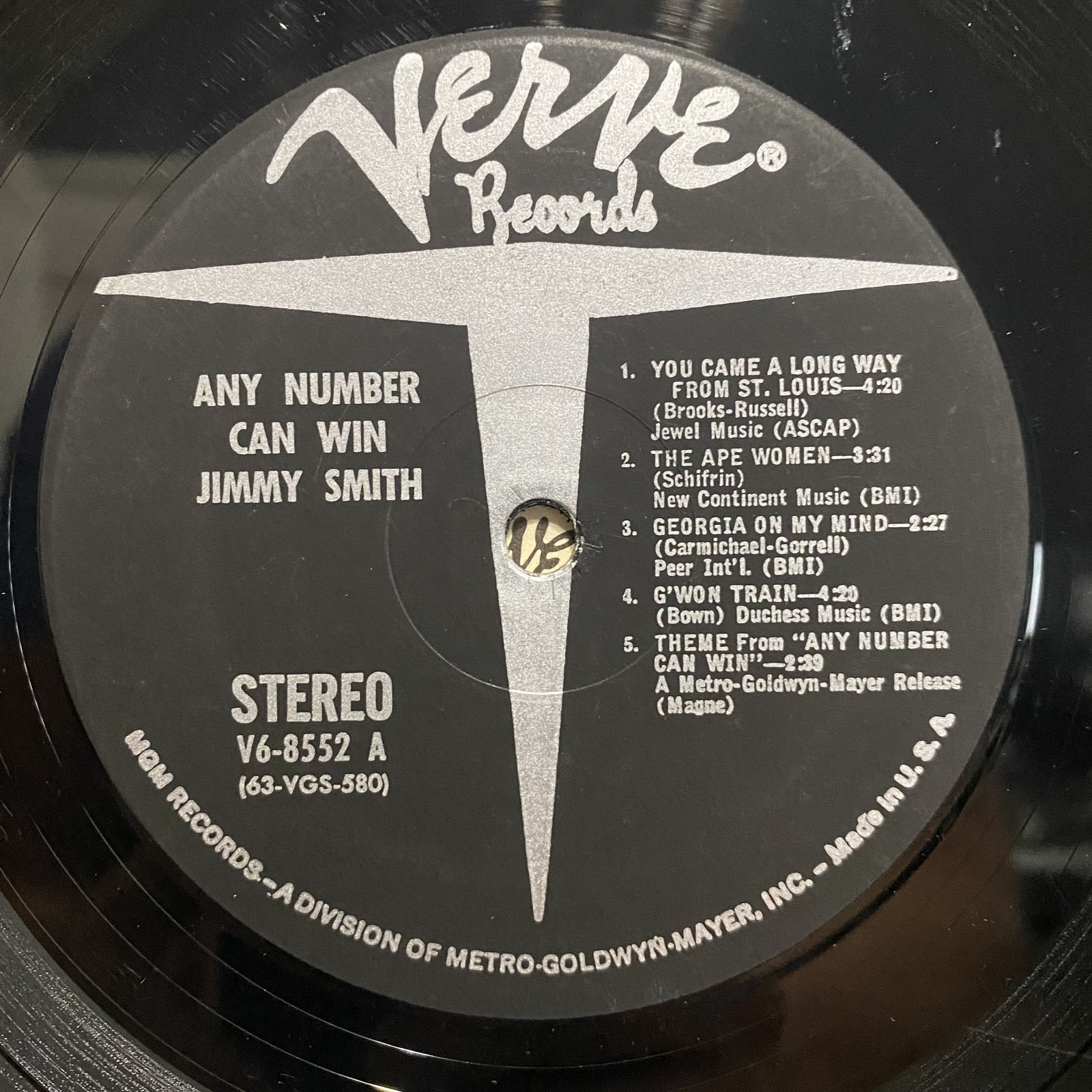 JIMMY SMITH - ANY NUMBER CAN WIN (VINYL LP) 1963!!! RARE!!! VERVE