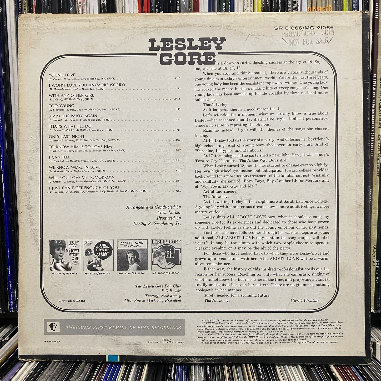 LESLEY GORE - SINGS ALL ABOUT LOVE (VINYL LP) 1965!!! RARE!!! MG