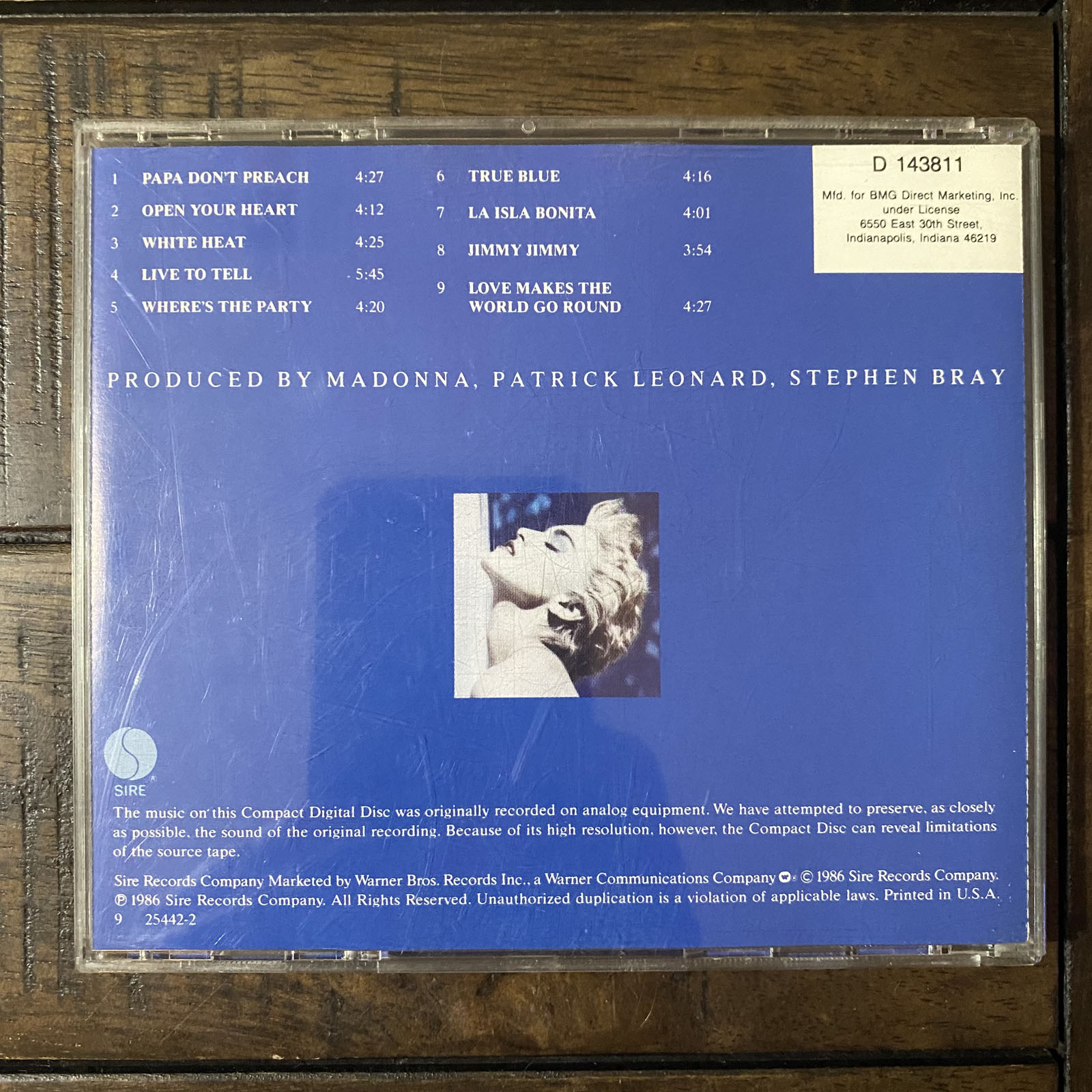 MADONNA - TRUE BLUE (CD) 1986!!! RARE!!! SIRE 9 25442-2 / D 143811