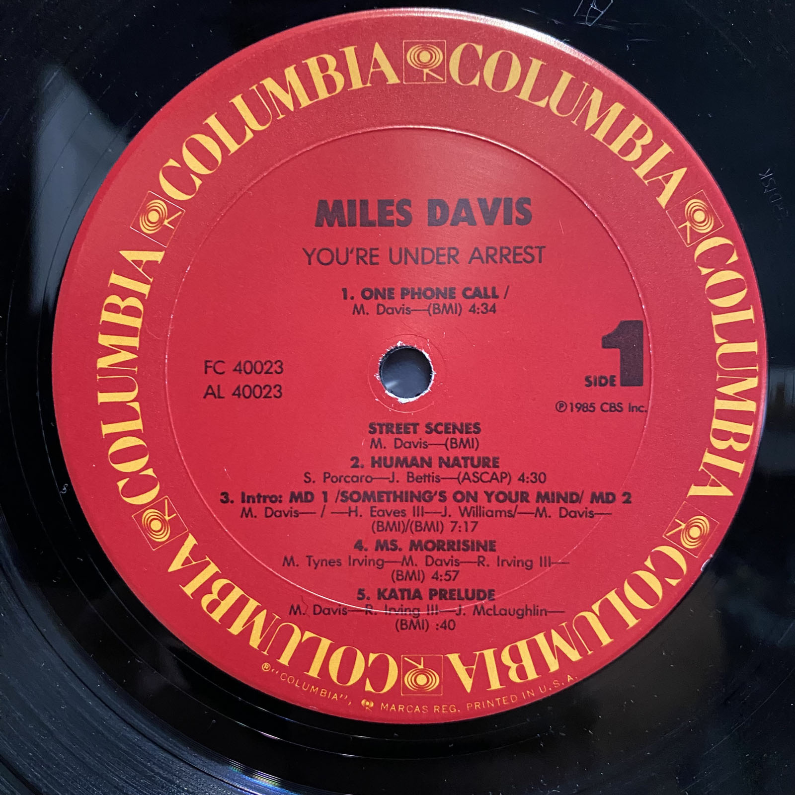 MILES DAVIS - YOU'RE UNDER ARREST (VINYL LP) 1985!! RARE