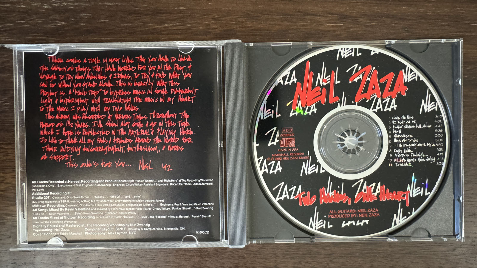 NEIL ZAZA - TWO HANDS, ONE HEART (CD) 1992!! RARE!! SIGNED