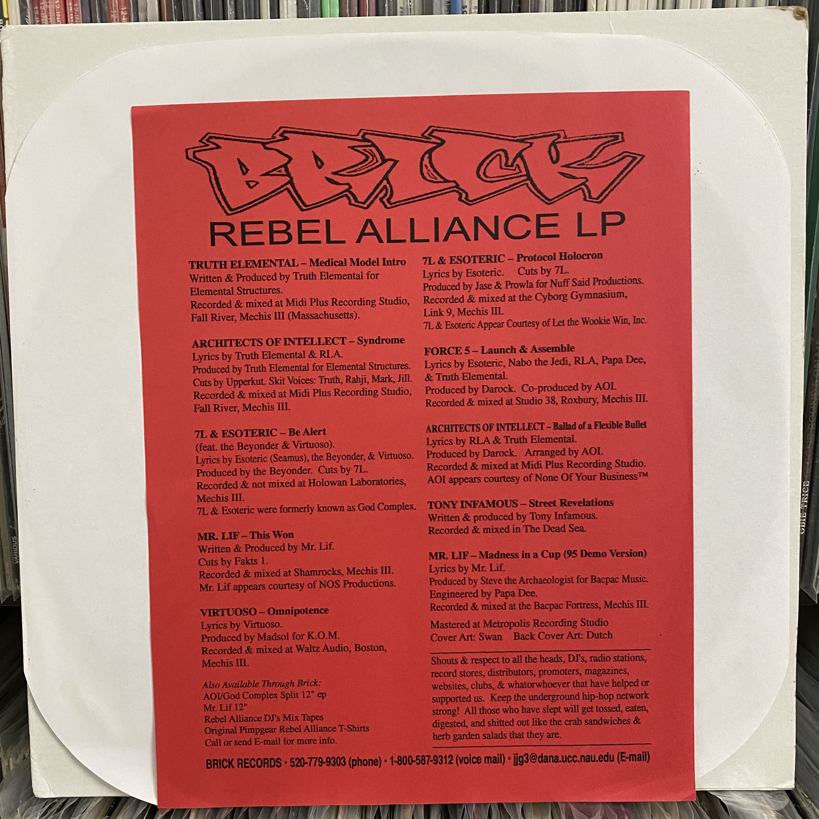 BRICK RECORDS REBEL ALLIANCE (VINYL LP) 1997!! RARE!! 7L