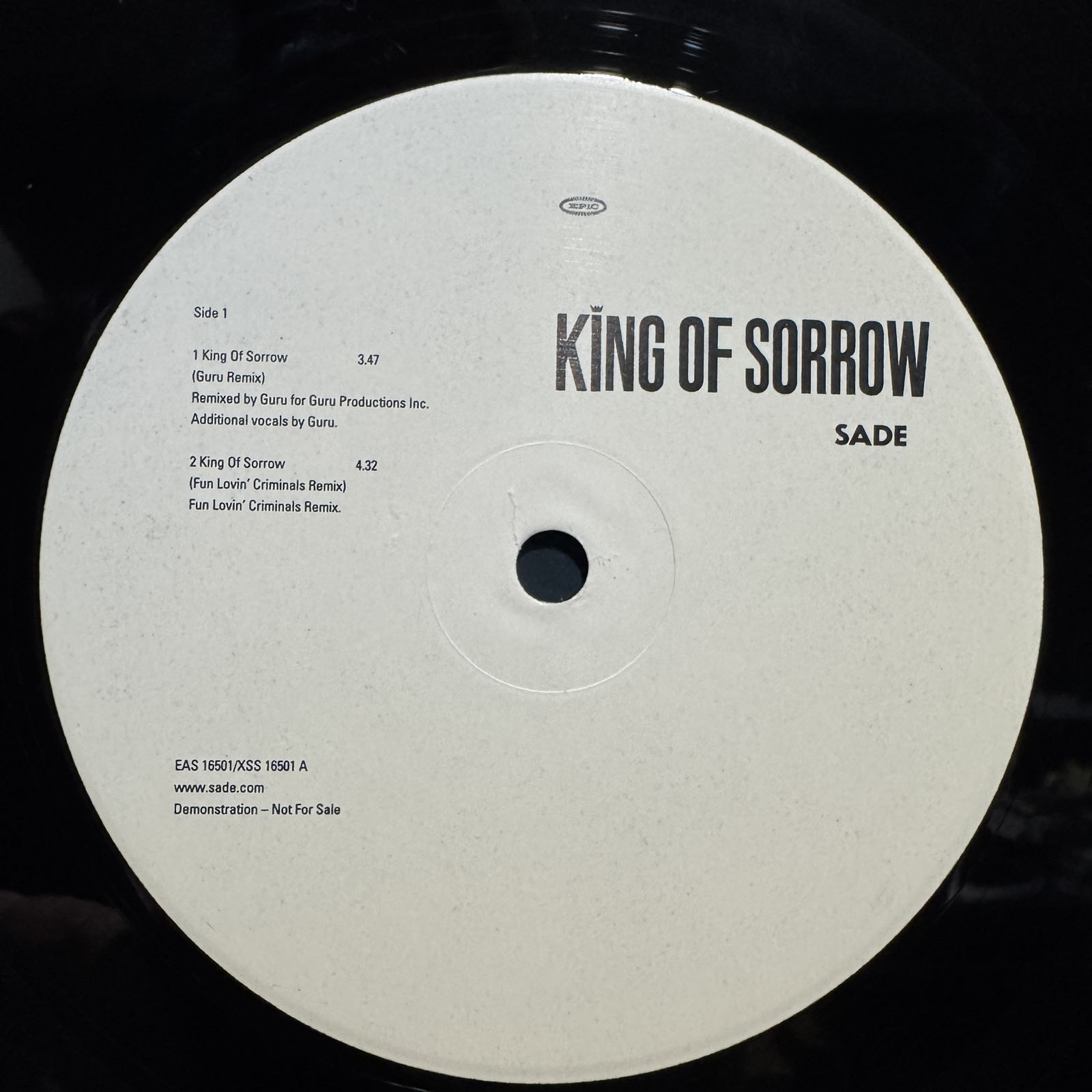 5枚 Sade KING OF SORROW BY YOUR SIDE レコード sade01c.JPG