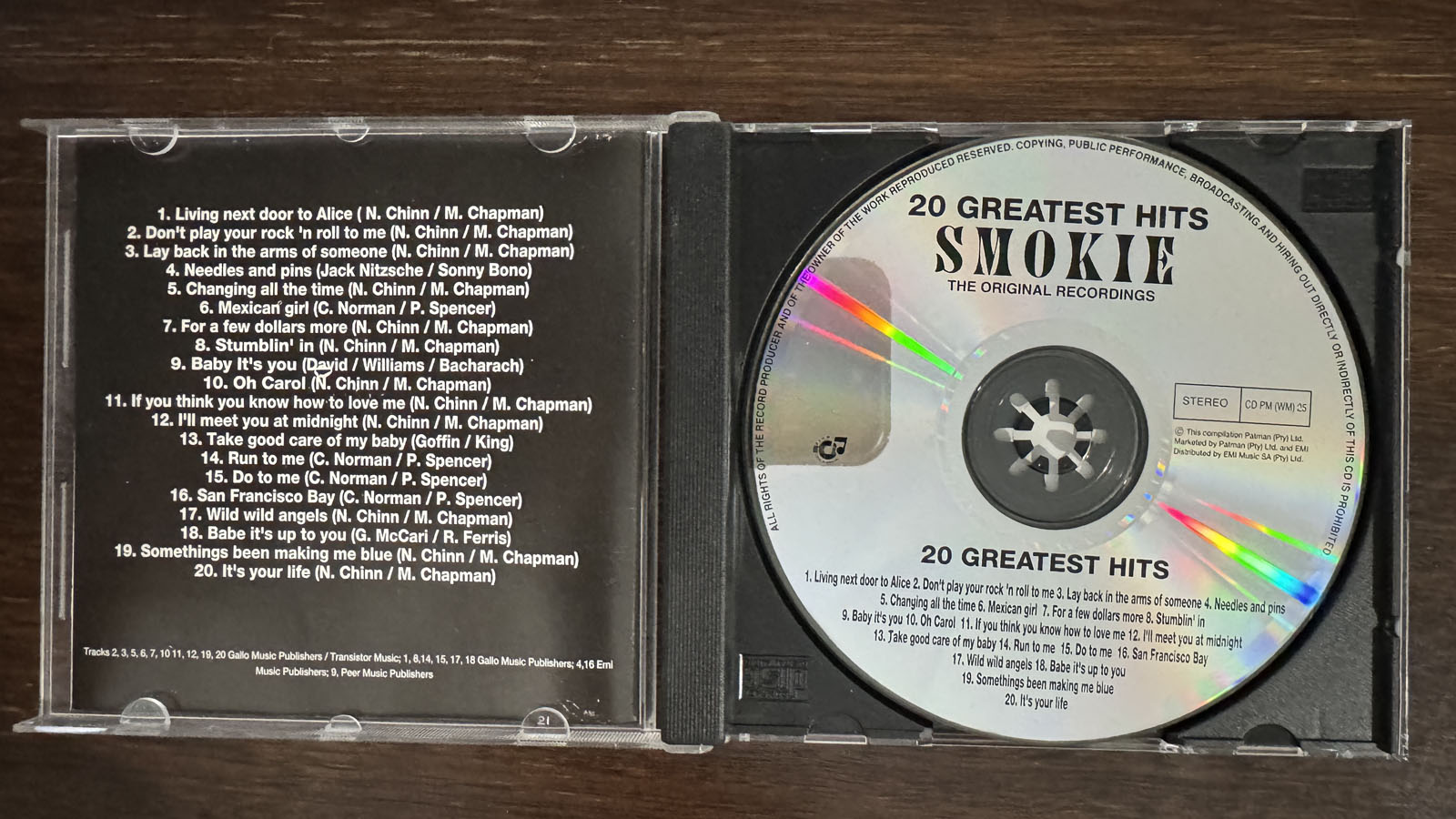 SMOKIE - 20 GREATEST HITS - THE ORIGINAL RECORDINGS (CD) 1993
