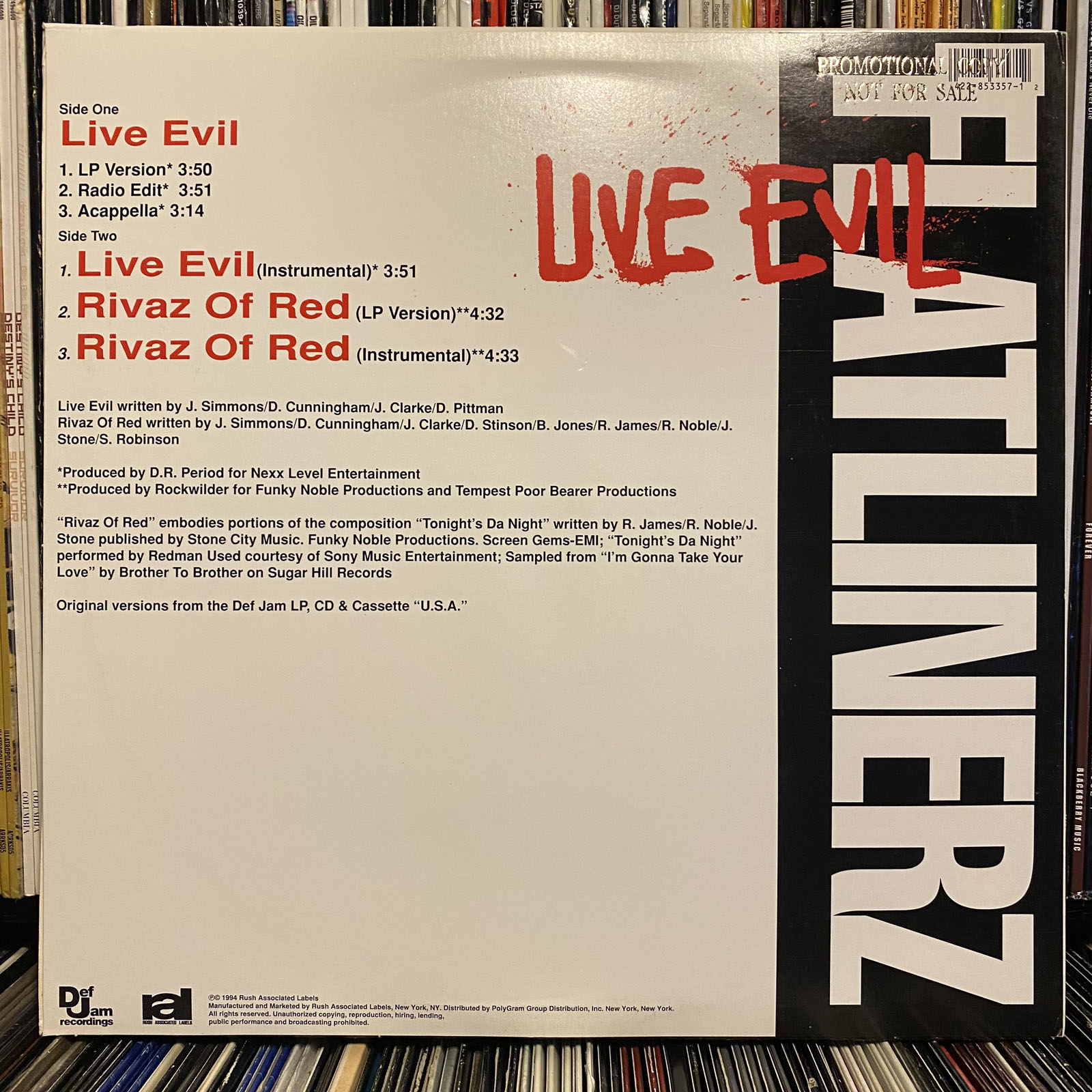 FLATLINERZ - LIVE EVIL / RIVAZ OF RED (12