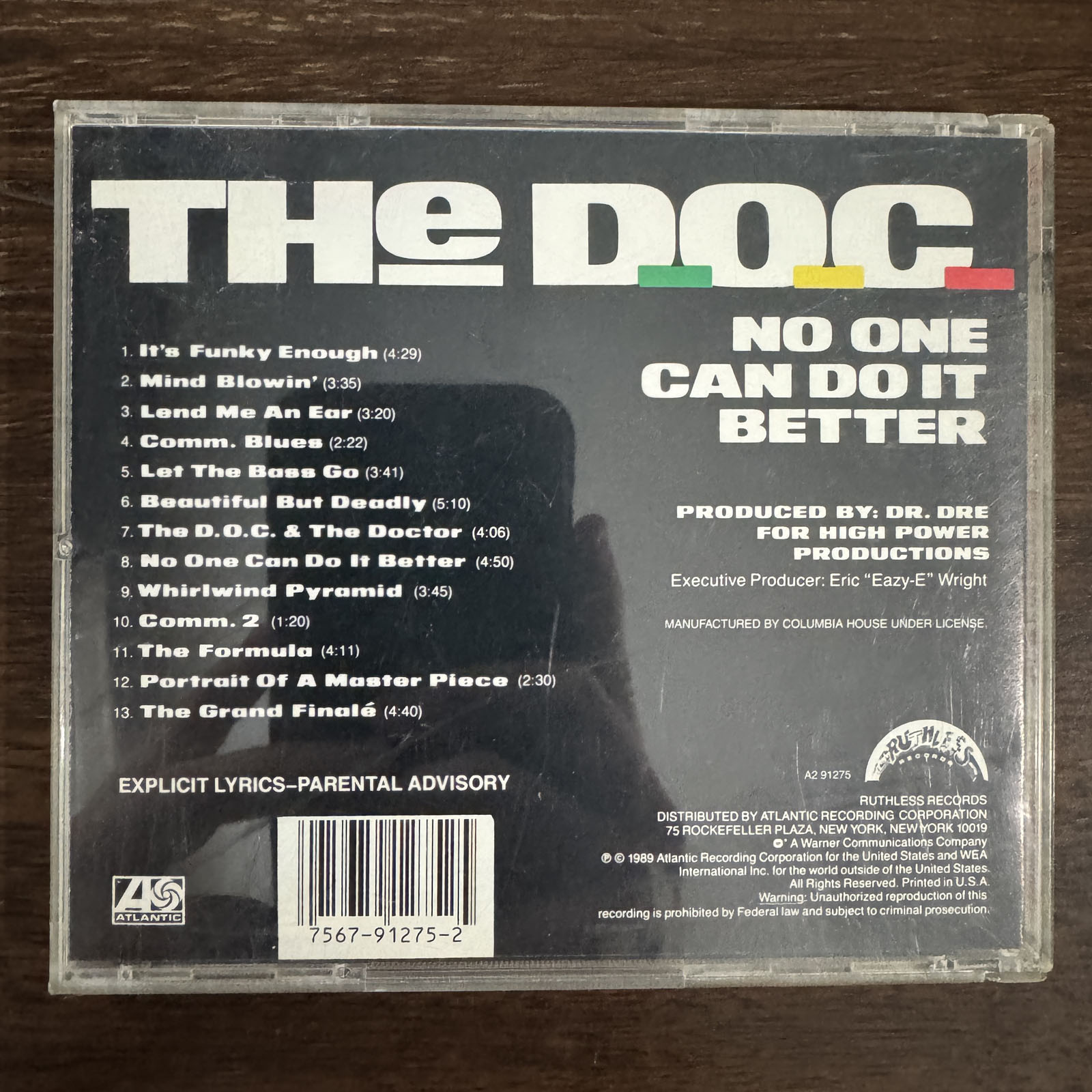 THE D.O.C. - NO ONE CAN DO IT BETTER (CD) 1989 RARE DR. DRE + EAZY